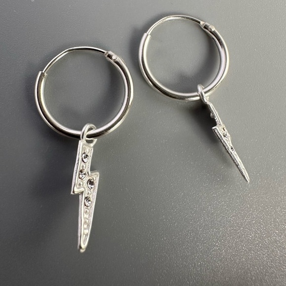 Sterling Silver Bolt Stud Earrings - Picture 6 of 6